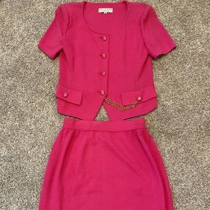 St John Collection By Marie Gray Knit Pink Jacket Skirt Suit *READ DESCRIPTION*
